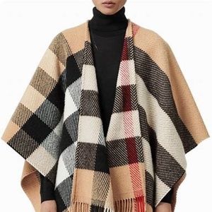 Burberry Mega  Wool and Cashmere Cape Wrap Shawl NEW!